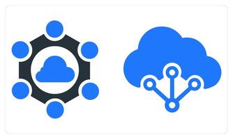 Cloud Connection and Cloud Computing in blue color vector