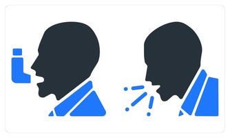 Asthma and Cough in blue color vector