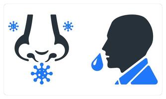 Allergy and Runny Nose in blue color vector