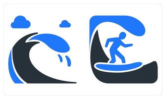 Waves and Surfing in blue color vector