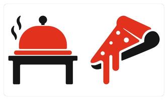Dish and Pizza in red color vector