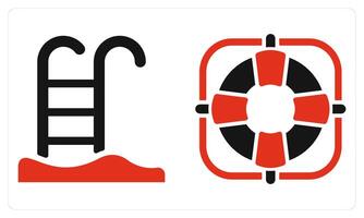 Swimming Pool and Life Saver in red color vector