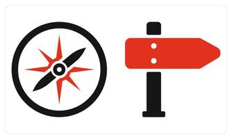 Compass and Direction in red color vector