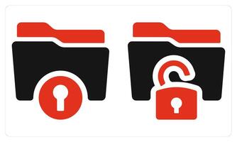Lock Folder and Unlock Folder in red color vector