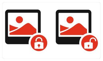 Image Lock and Image Unlock in red color vector
