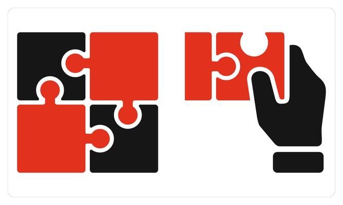 Puzzle and Collaboration in red color