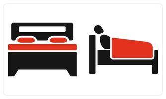 Bed and Rest in red color vector