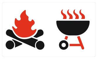 Bonfire and Barbecue in red color vector