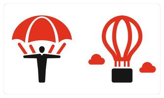 Parachute and Hot Air Balloon in red color vector