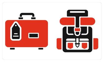 Travel Bag and Backpack in red color vector