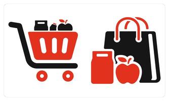 Grocery and Eatables in red color vector