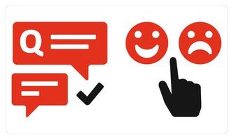 Questionnaire and Review in red color vector