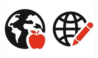 Global Learning and Distance Learning in red color vector