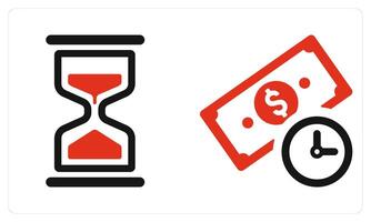 Hourglass and Time Is Money in red color vector