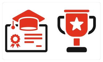 Certificate and Trophy in red color vector