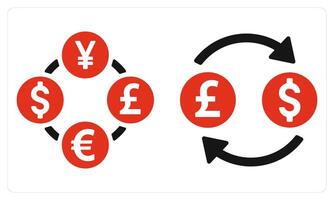 Currency Exchange and Money Conversion in red color vector