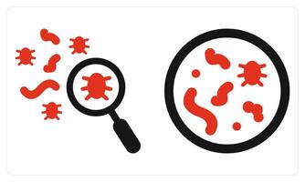 Search Bacteria and Germs in red color vector