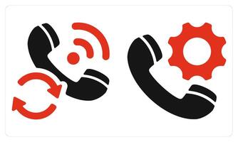 Calling Status and Call Support in red color vector