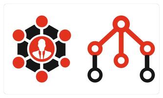 Connection and Network in red color vector