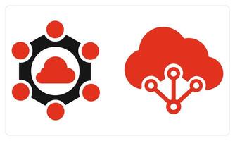 Cloud Connection and Cloud Computing in red color vector