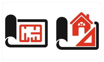 Blue Print and Design Home in red color vector