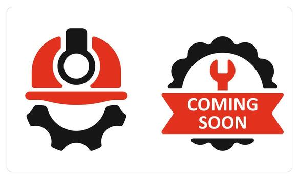 debajo construcción y viniendo pronto en rojo color vector