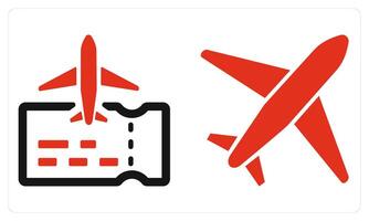 Plane Ticket and Plane in red color vector