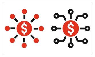 Fundraising Network and Finance Network in red color vector