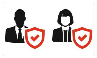 Insured Man and Insured Woman in red color vector