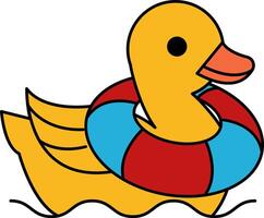 isolate illustration of Duck with swim ring vector