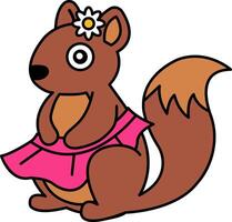 isolate illustration of Squirrel in a pink skirt vector
