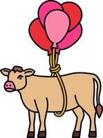 isolate illustration of Cow wrapped in balloons vector