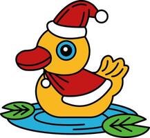 isolate illustration of Duck with Santa hat and red cape vector