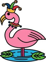 isolate illustration of Flamingo with clown hat vector