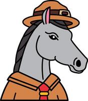 isolate illustration of Horse in a scout uniform vector