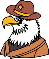 isolate illustration of Eagle in a cowboy uniform vector