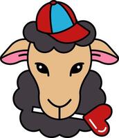isolate illustration of Sheep holding a candy and wearing a cap vector