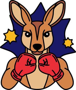 isolate illustration of Kangaroo with a pair of boxing gloves vector