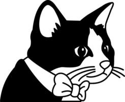 isolate black and white illustration of Cat wearing a tuxedo vector