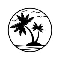 A logo design template with a palm tree image. A shadow. vector