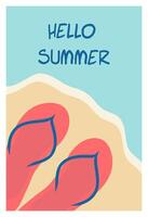 Poster design, poster with slates. The concept of rest and summer holidays. It is ideal for posting a post or banner about the summer sale. Flat image. Hello summer. vector