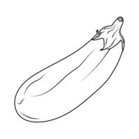 Illustration of an eggplant in contour style. Simple linear drawing of a vegetable, perfect for icons, logos, patterns, and design elements. Minimalist outline of an aubergine vector