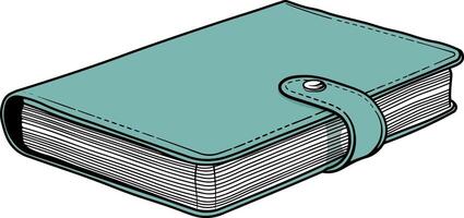 illustration turquoise notepad with clasp no background vector
