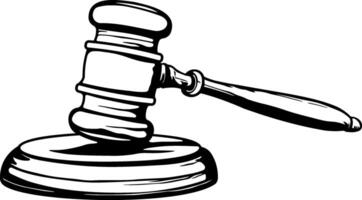 black silhouette judge gavel without background vector