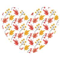 Autumn Twigs Maple Oak leaves Heart Shape Background Texture in Trendy Fall tint Promo Backdrop idea. Isolated illustration Thematic Greeting card, leaflet, price tag, label or web promo banner vector