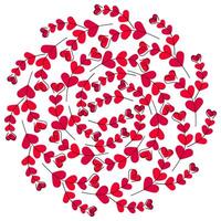 Freehand heart shape branches in trendy red. Happy Valentines day Minimalist Background Texture idea. Isolated illustration Thematic Greeting Cards, posters, leaflets, label or web promo banner vector
