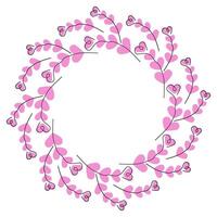 Hearts shape branches Circular frame border Happy Valentines day Greeting Copy space Template idea. Isolated illustration Thematic Greeting Invitation Cards, poster or web promo banner, leaflet vector