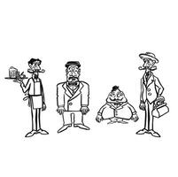 Set Retro man in hats, line monochrome vector