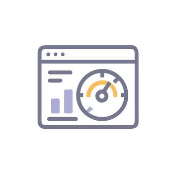 A web page with a speedometer icon vector