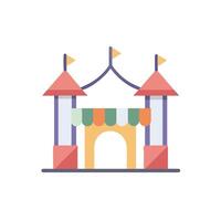 A colorful carnival building with flags and flags vector